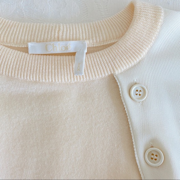 Chloe Ivory Cape-effect Jersey And Wool Top - Picture 9 of 12